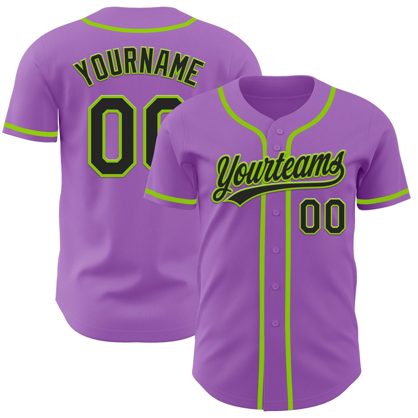 Custom Medium Purple Black-Neon Green Authentic Baseball Jersey - Sky-Custom