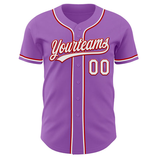 Custom Medium Purple White-Red Authentic Baseball Jersey - Sky-Custom