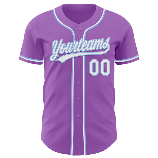 Custom Medium Purple White-Light Blue Authentic Baseball Jersey - Sky-Custom