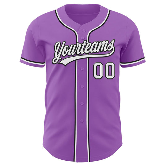 Custom Medium Purple White-Black Authentic Baseball Jersey - Sky-Custom