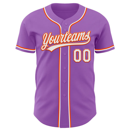 Custom Medium Purple White-Orange Authentic Baseball Jersey - Sky-Custom