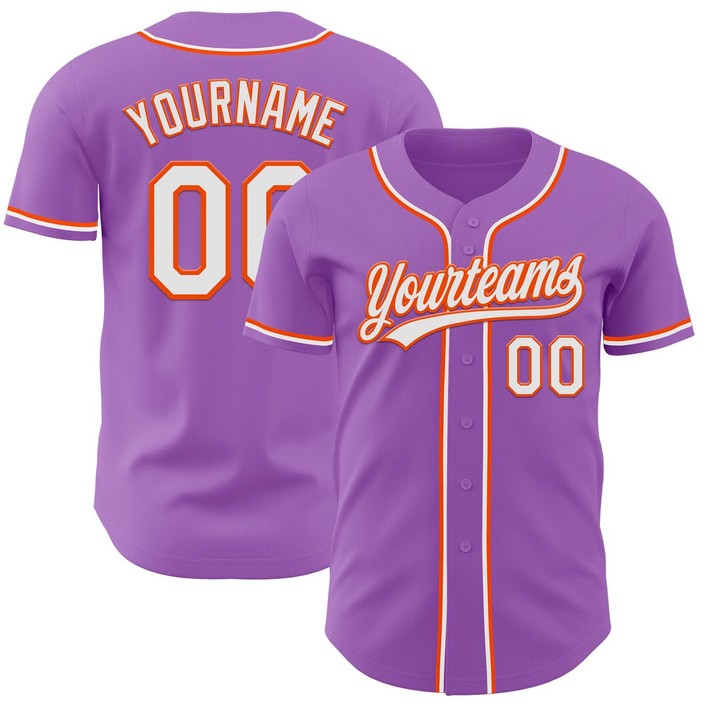 Custom Medium Purple White-Orange Authentic Baseball Jersey - Sky-Custom