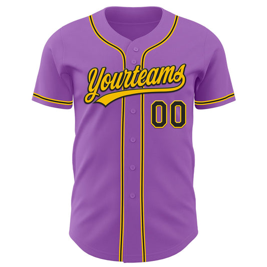Custom Medium Purple Black-Yellow Authentic Baseball Jersey - Sky-Custom