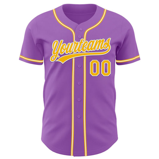 Custom Medium Purple Gold-White Authentic Baseball Jersey - Sky-Custom