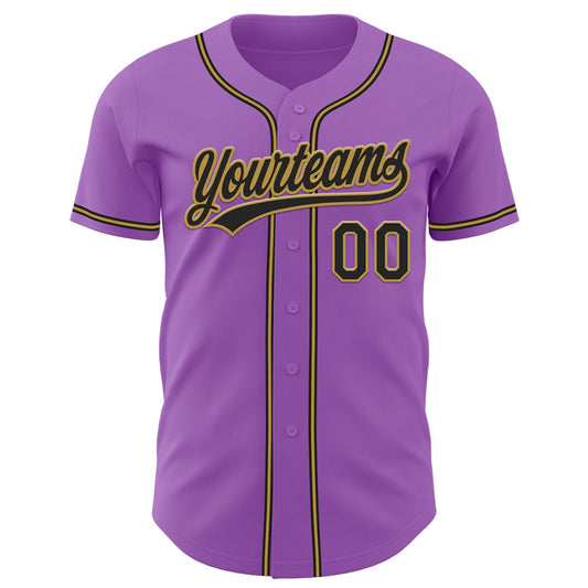 Custom Medium Purple Black-Old Gold Authentic Baseball Jersey - Sky-Custom
