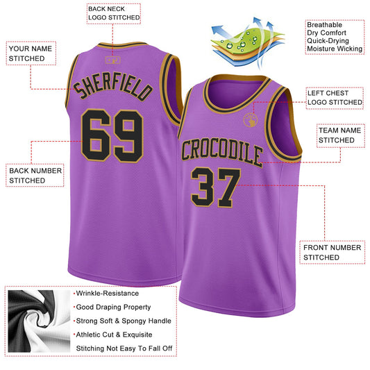 Custom Medium Purple Black-Old Gold Authentic Basketball Jersey - Sky-Custom