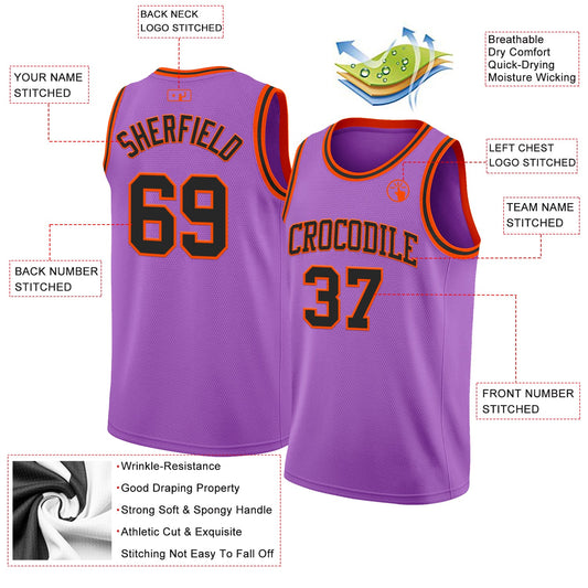 Custom Medium Purple Black-Orange Authentic Basketball Jersey - Sky-Custom