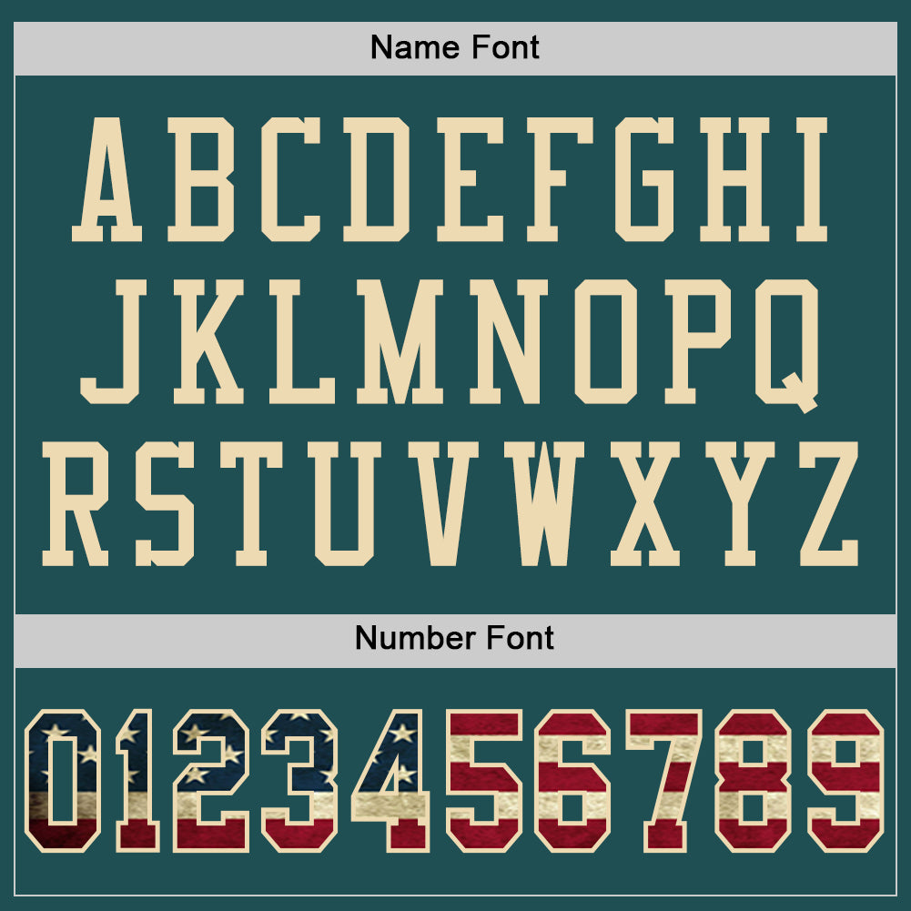 Custom Midnight Green Vintage USA Flag-City Cream Mesh Authentic Football Jersey - Sky-Custom