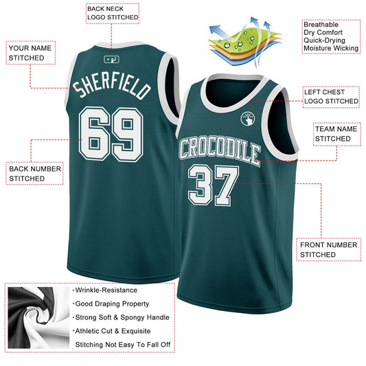 Custom Midnight Green White Authentic Basketball Jersey - Sky-Custom