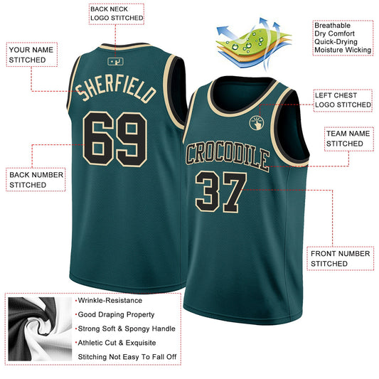 Custom Midnight Green Black-Cream Authentic Basketball Jersey - Sky-Custom