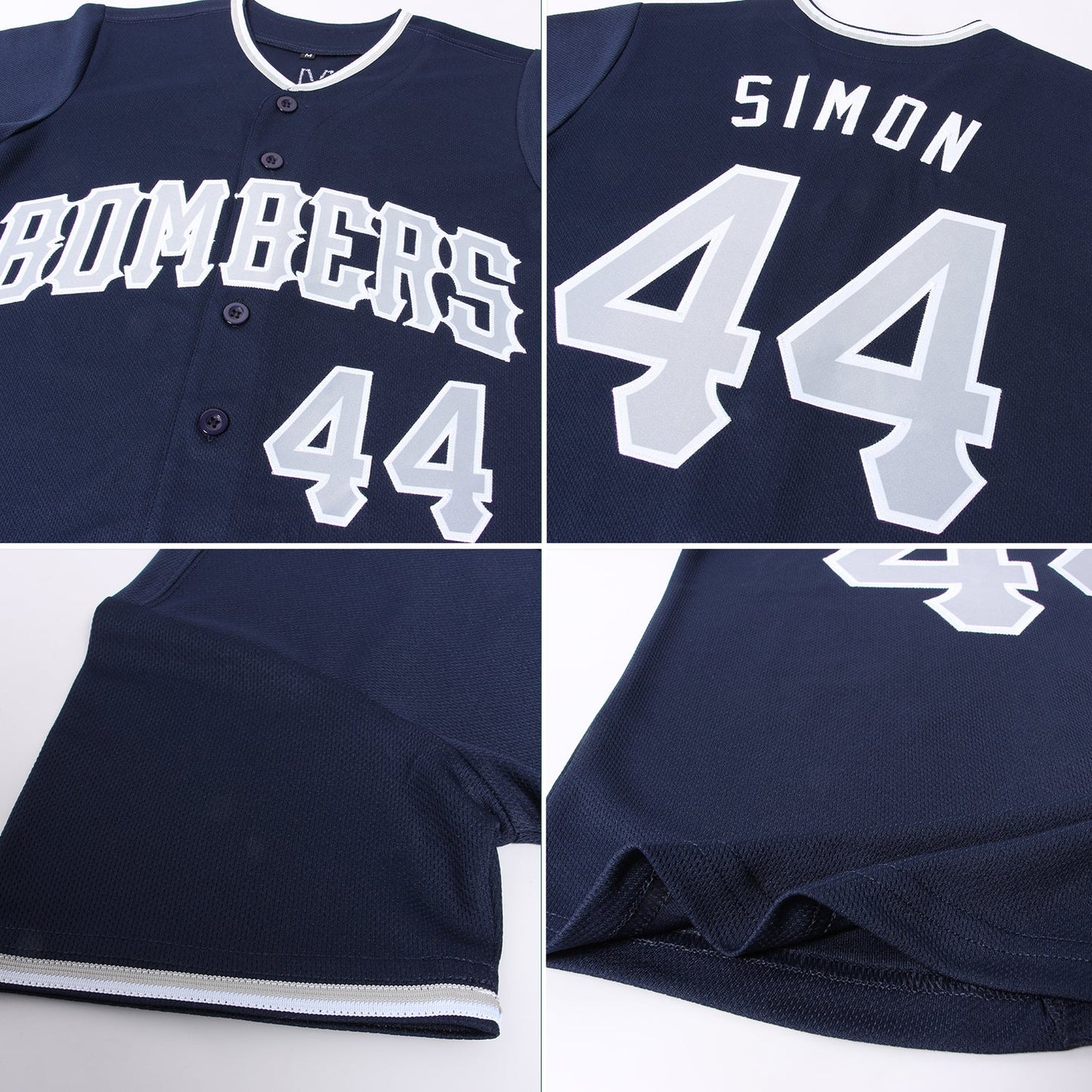 Custom Navy Gray-White Authentic Baseball Jersey - Sky-Custom