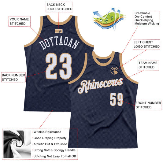 Custom Navy White-Old Gold Authentic Throwback Basketball Jersey - Sky-Custom