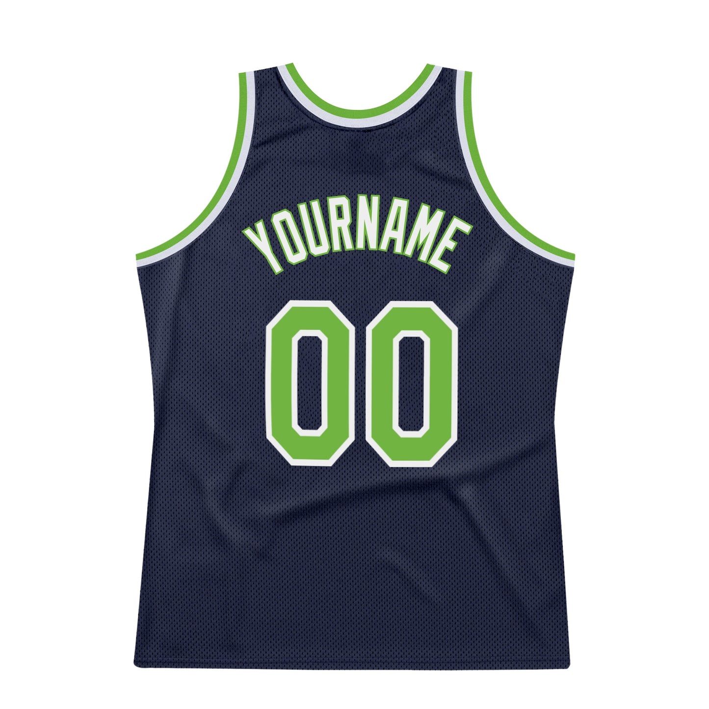 Custom Navy Neon Green-White Authentic Throwback Basketball Jersey - Sky-Custom