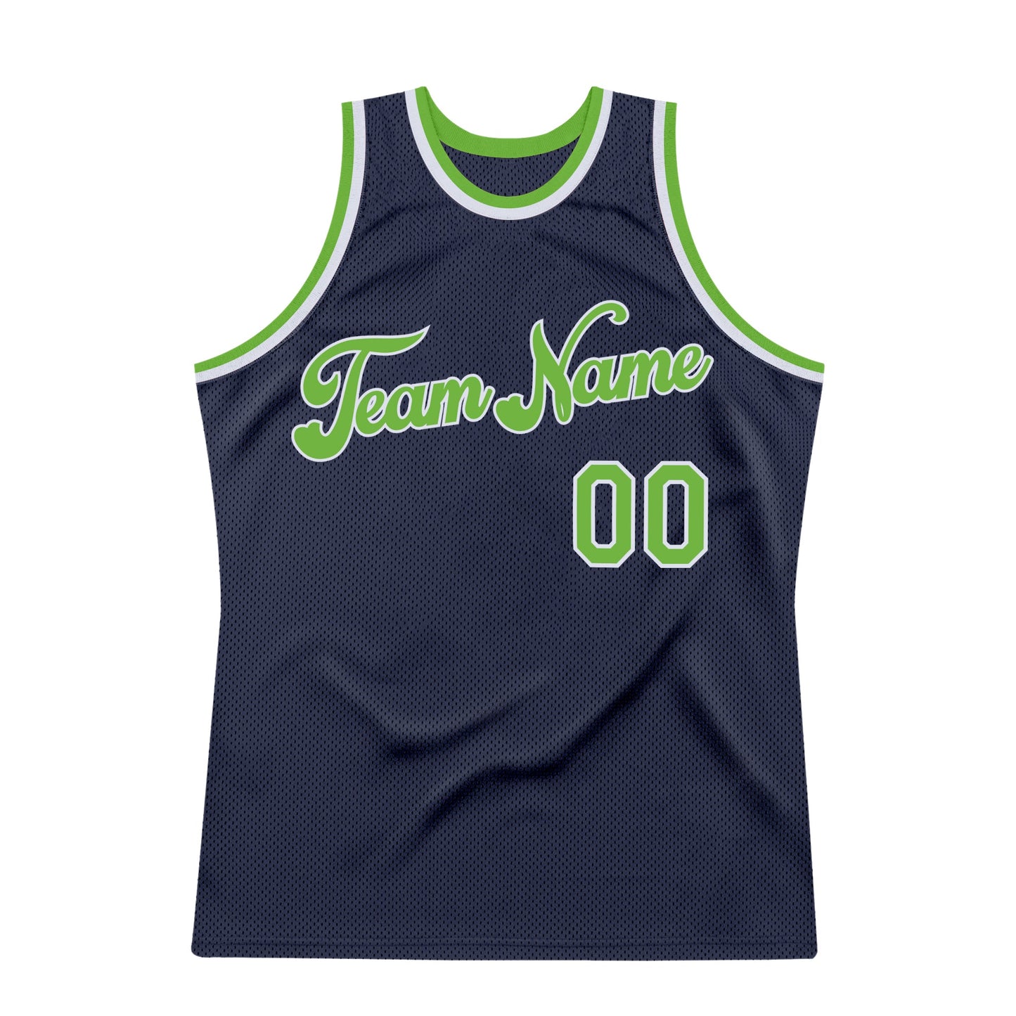 Custom Navy Neon Green-White Authentic Throwback Basketball Jersey - Sky-Custom
