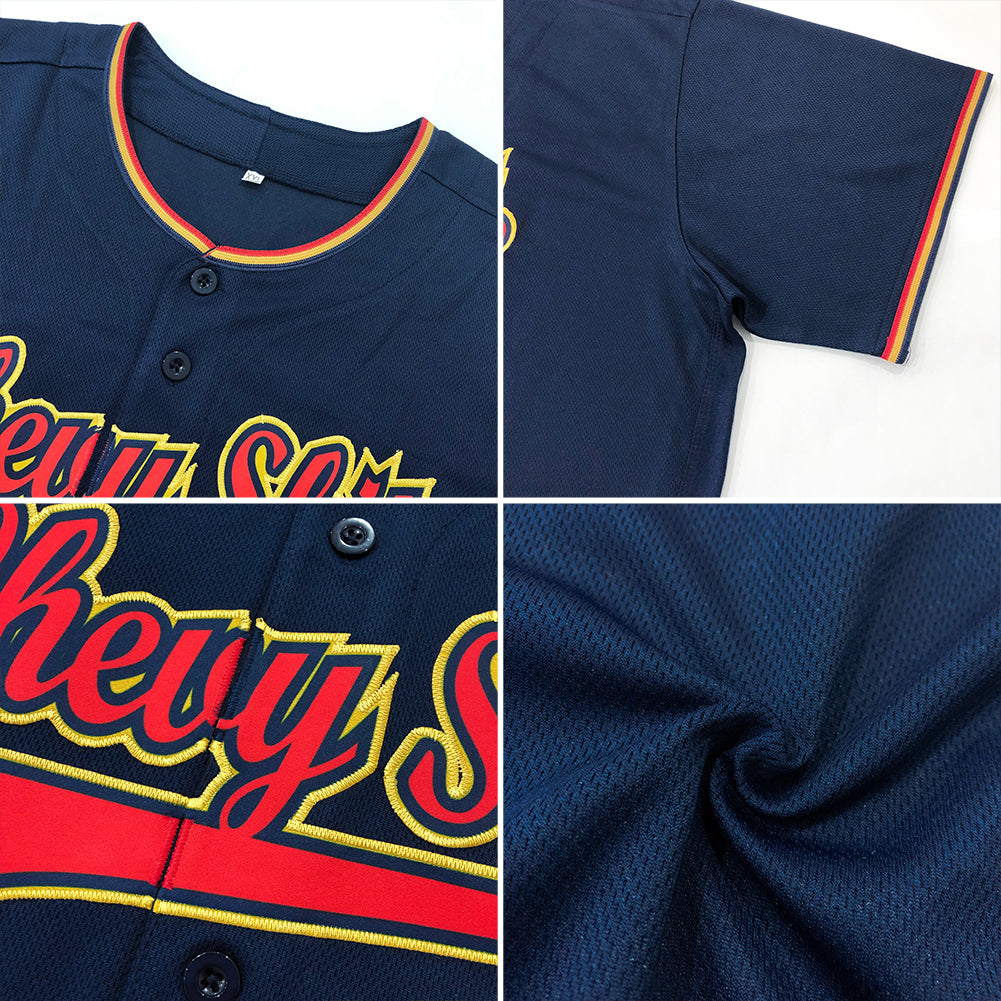 Custom Navy Navy-Gold Authentic Baseball Jersey - Sky-Custom