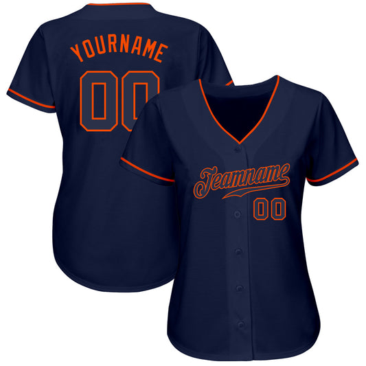 Custom Navy Navy-Orange Authentic Baseball Jersey - Sky-Custom