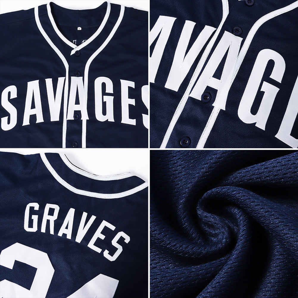 Custom Navy Navy-Orange Authentic Baseball Jersey - Sky-Custom