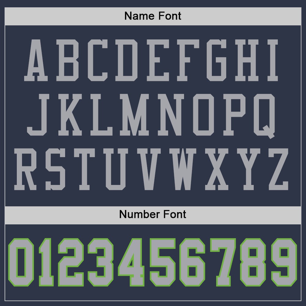 Custom Navy Gray-Neon Green Mesh Authentic Throwback Football Jersey - Sky-Custom