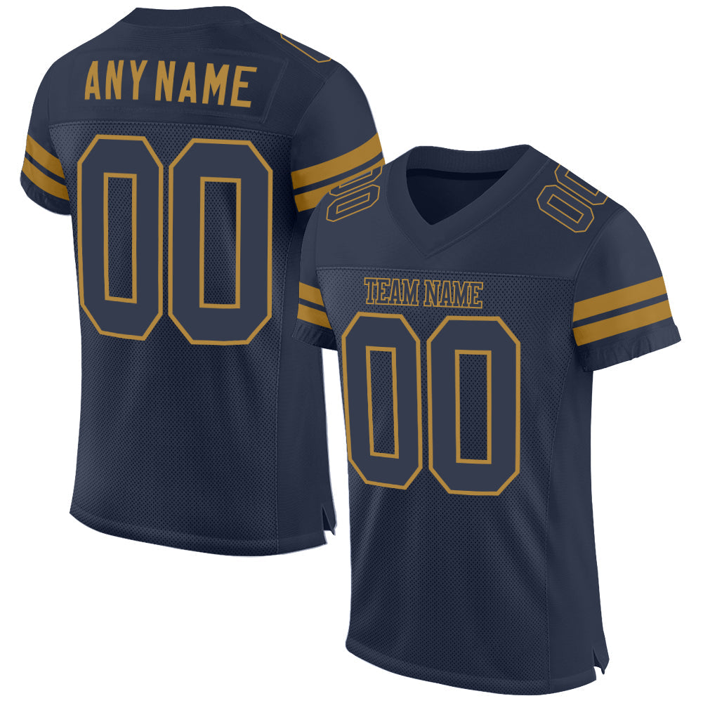 Custom Navy Navy-Old Gold Mesh Authentic Football Jersey - Sky-Custom