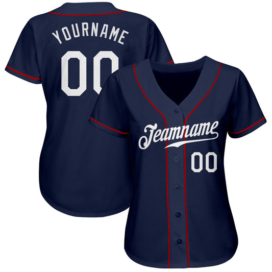 Custom Navy White Authentic Baseball Jersey - Sky-Custom
