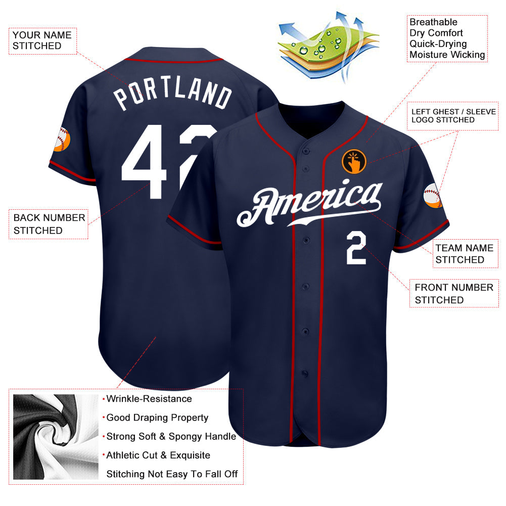 Custom Navy White Authentic Baseball Jersey - Sky-Custom