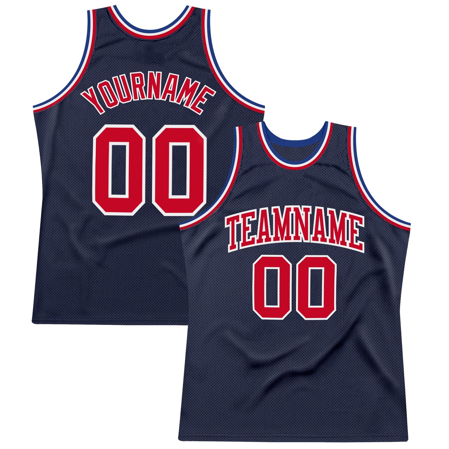 Custom Navy Red-White Authentic Throwback Basketball Jersey - Sky-Custom