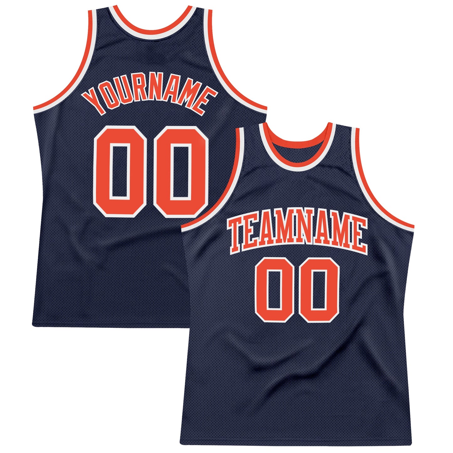 Custom Navy Orange-White Authentic Throwback Basketball Jersey - Sky-Custom