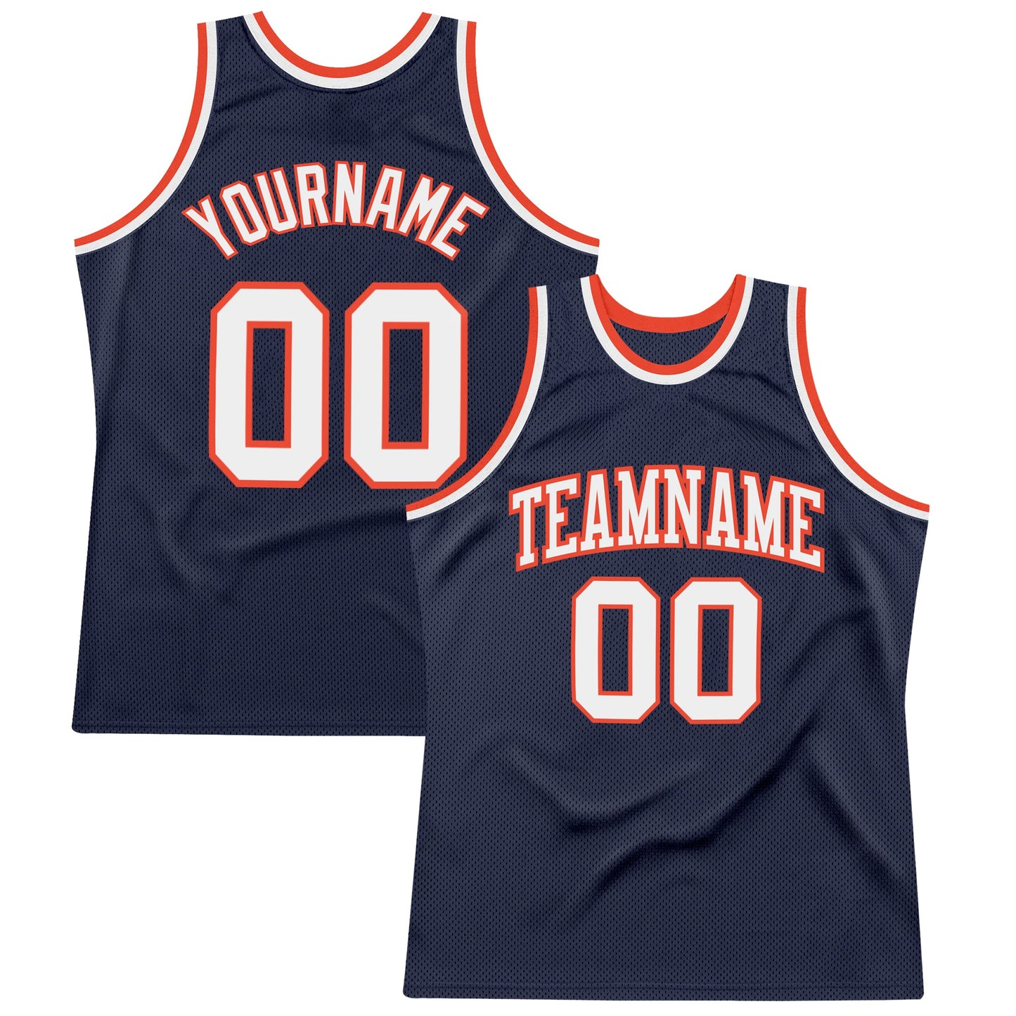 Custom Navy White-Orange Authentic Throwback Basketball Jersey - Sky-Custom