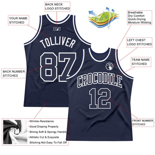 Custom Navy Navy-White Authentic Throwback Basketball Jersey - Sky-Custom