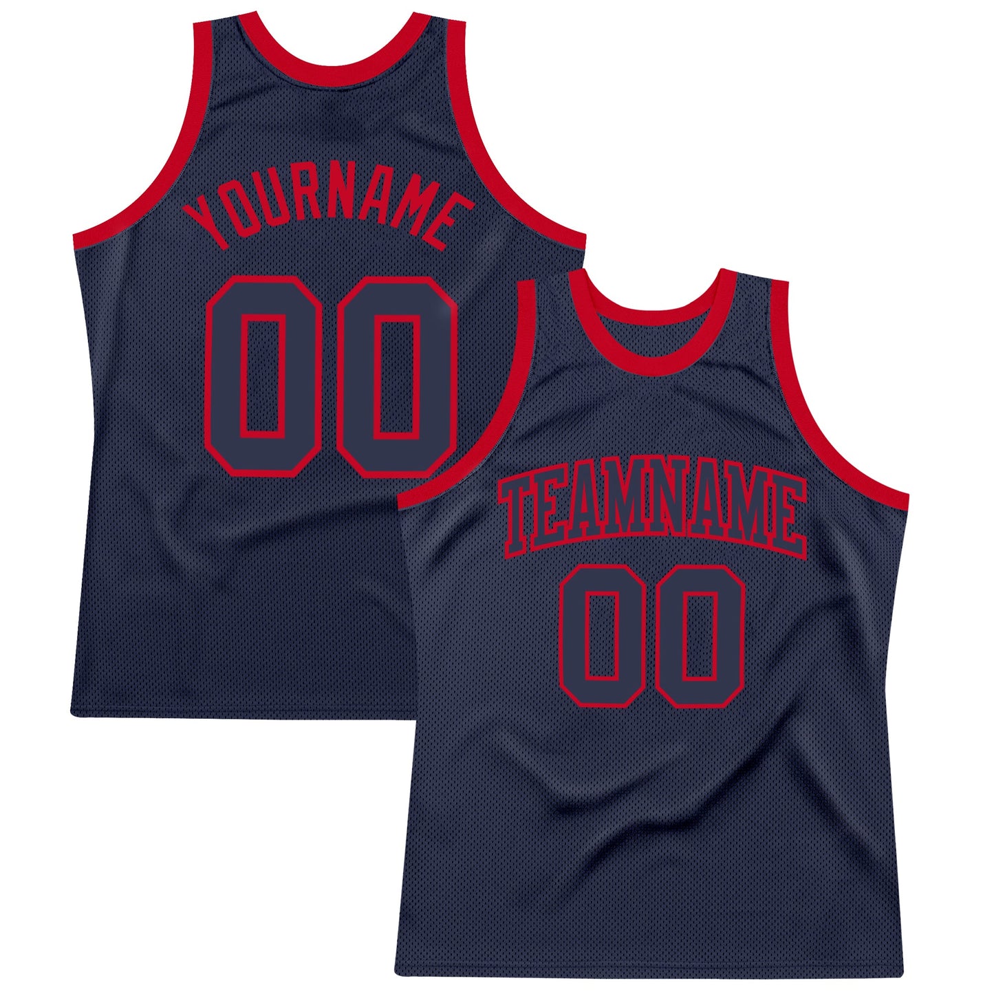 Custom Navy Navy-Red Authentic Throwback Basketball Jersey - Sky-Custom