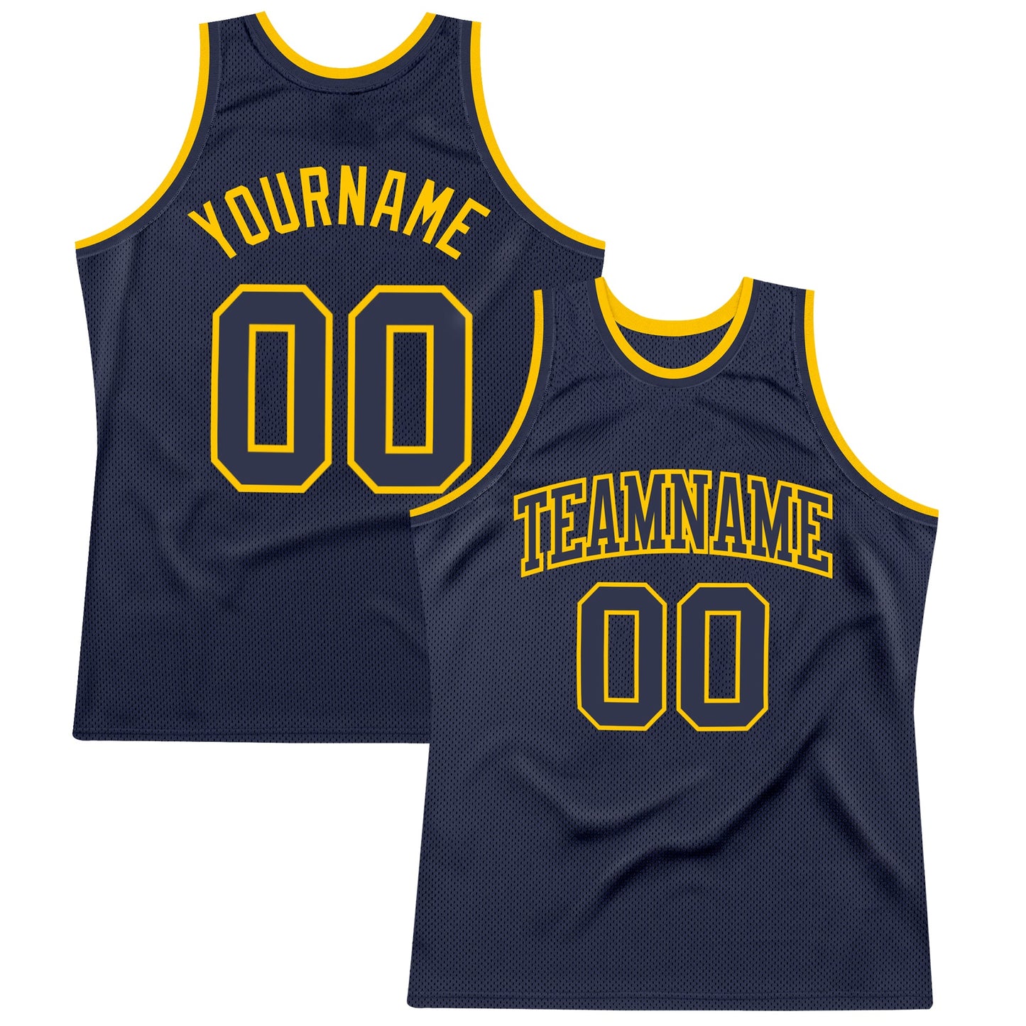 Custom Navy Navy-Gold Authentic Throwback Basketball Jersey - Sky-Custom