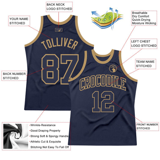 Custom Navy Navy-Old Gold Authentic Throwback Basketball Jersey - Sky-Custom