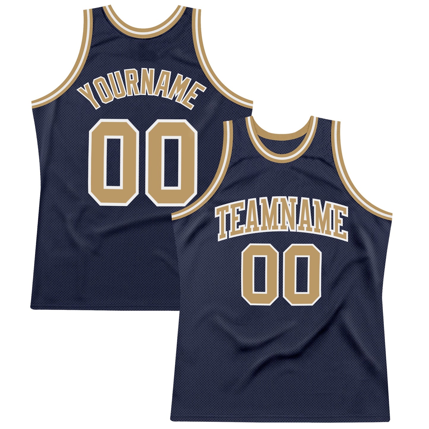 Custom Navy Old Gold-White Authentic Throwback Basketball Jersey - Sky-Custom