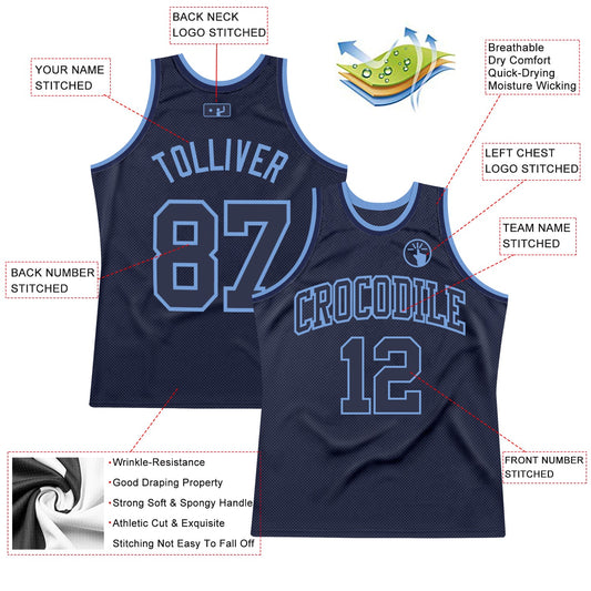 Custom Navy Navy-Light Blue Authentic Throwback Basketball Jersey - Sky-Custom