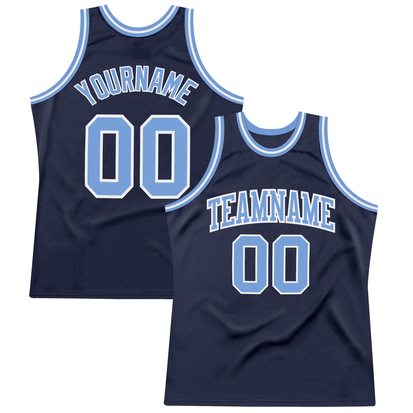 Custom Navy Light Blue-White Authentic Throwback Basketball Jersey - Sky-Custom