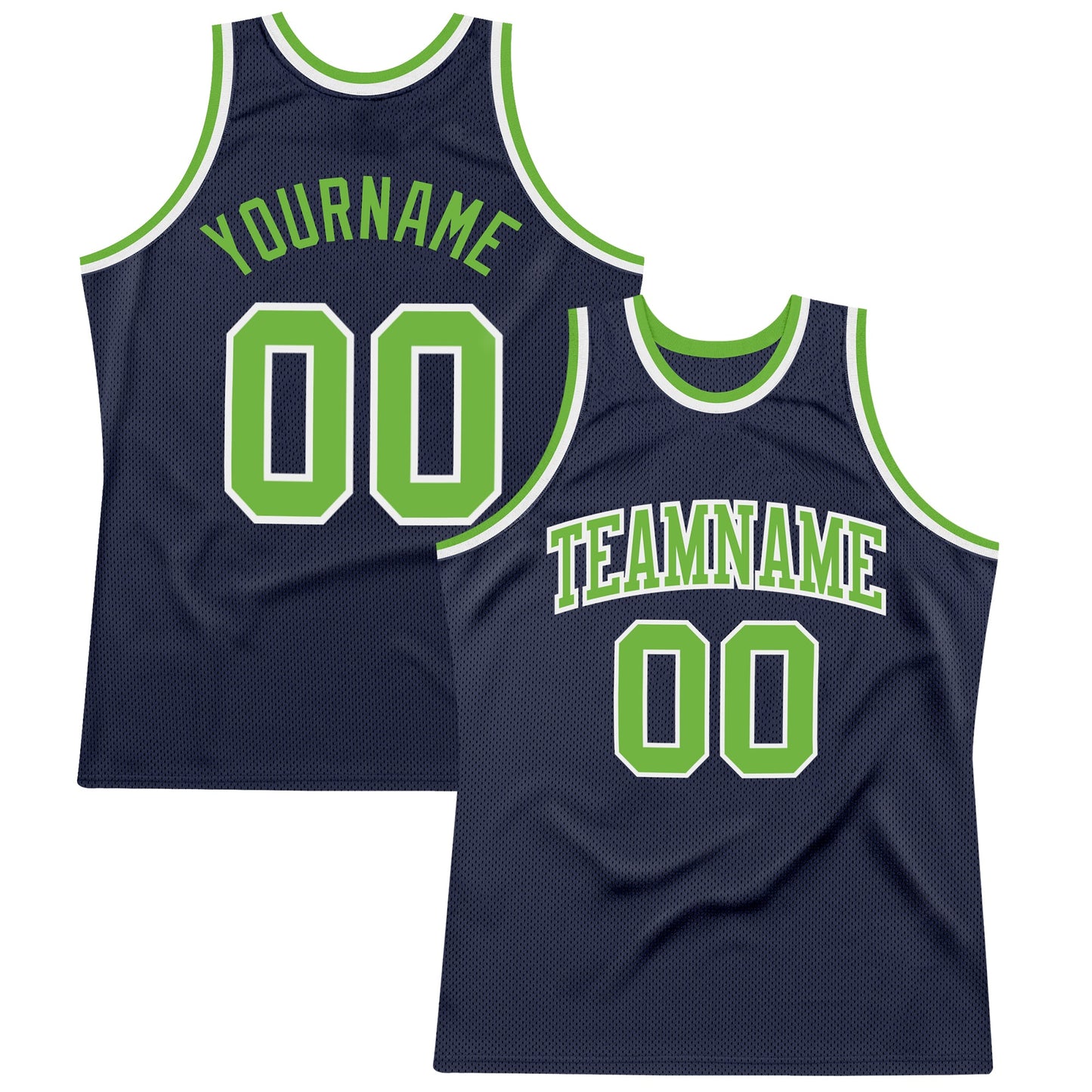 Custom Navy Neon Green-White Authentic Throwback Basketball Jersey - Sky-Custom