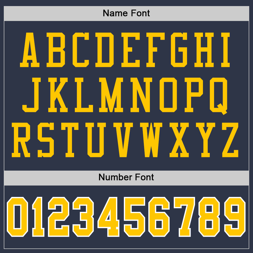 Custom Navy Gold-White Mesh Authentic Throwback Football Jersey - Sky-Custom