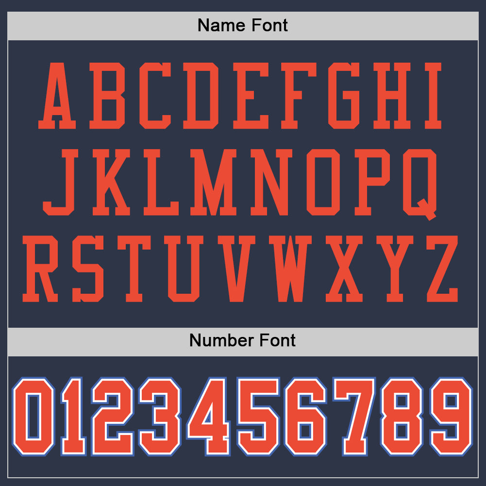 Custom Navy Orange-Blue Mesh Authentic Throwback Football Jersey - Sky-Custom