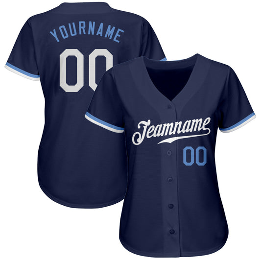Custom Navy White-Light Blue Authentic Baseball Jersey - Sky-Custom