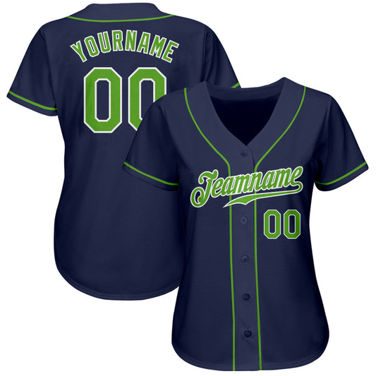 Custom Navy Neon Green-White Authentic Baseball Jersey - Sky-Custom