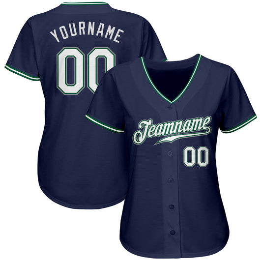 Custom Navy White-Kelly Green Authentic Baseball Jersey - Sky-Custom