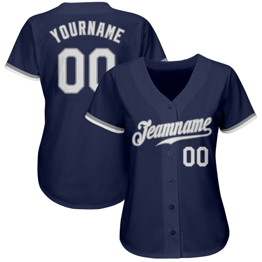 Custom Navy White-Gray Authentic Baseball Jersey - Sky-Custom