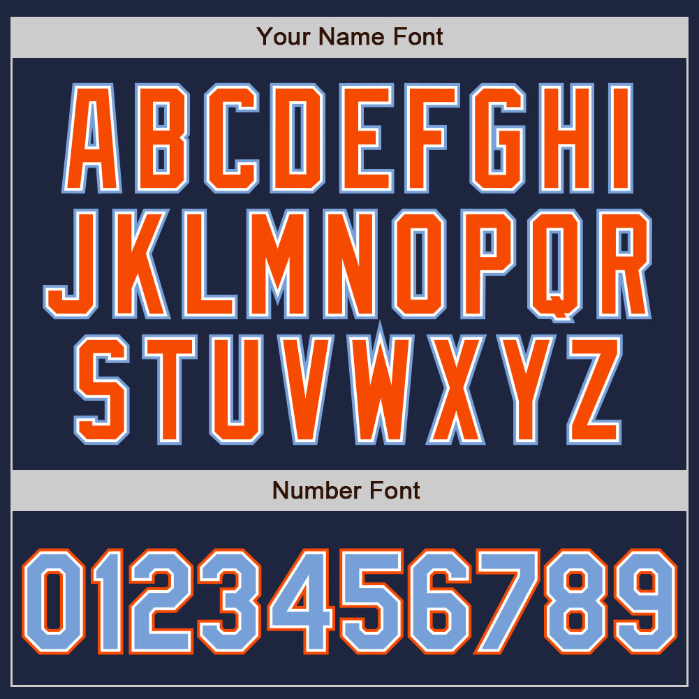 Custom Navy Powder Blue-Orange Authentic Baseball Jersey - Sky-Custom