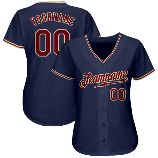 Custom Navy Crimson-City Cream Authentic Baseball Jersey - Sky-Custom
