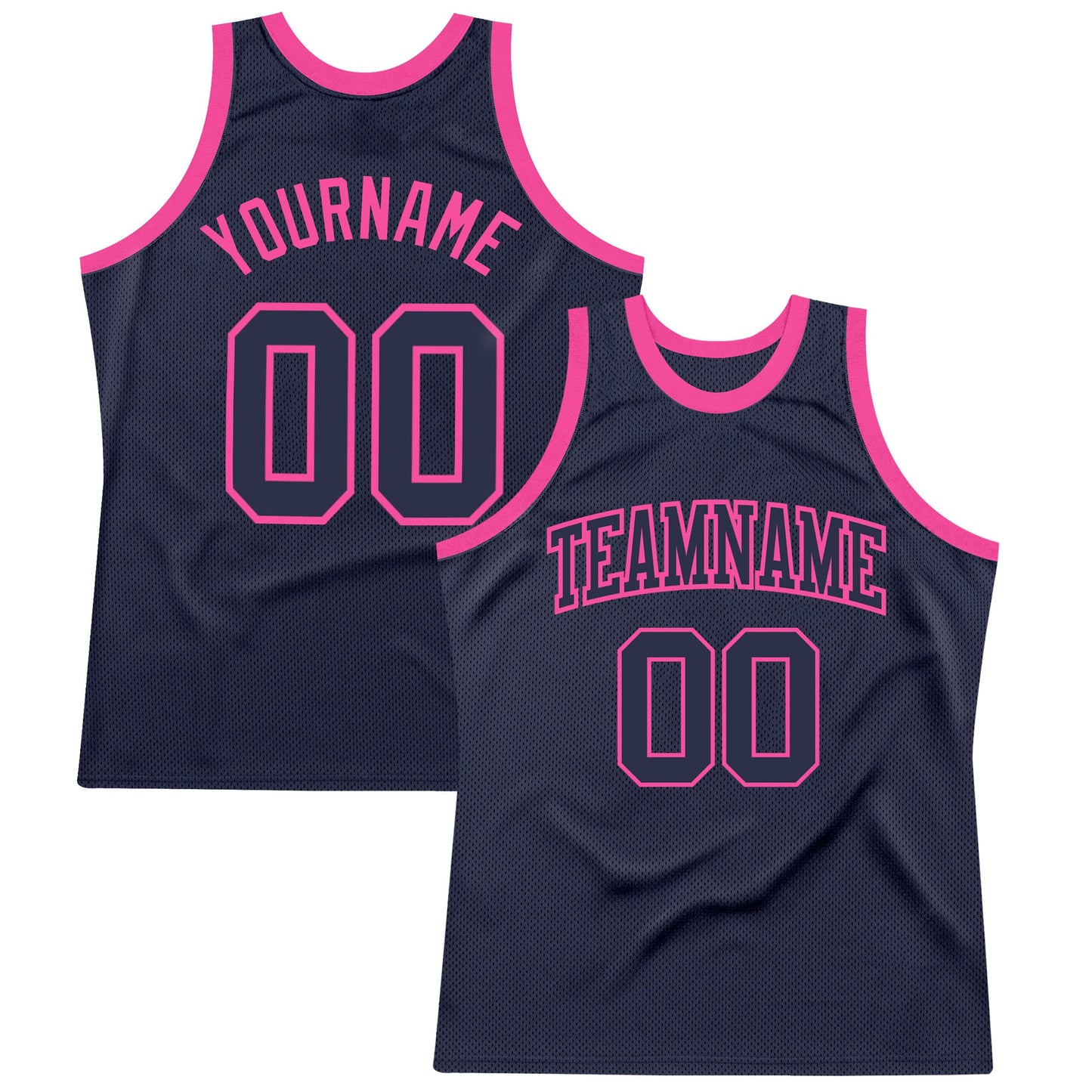 Custom Navy Navy-Pink Authentic Throwback Basketball Jersey - Sky-Custom