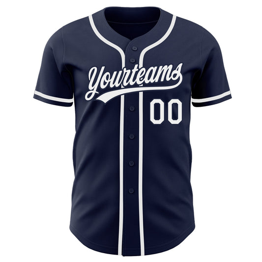 Custom Navy White Authentic Baseball Jersey - Sky-Custom