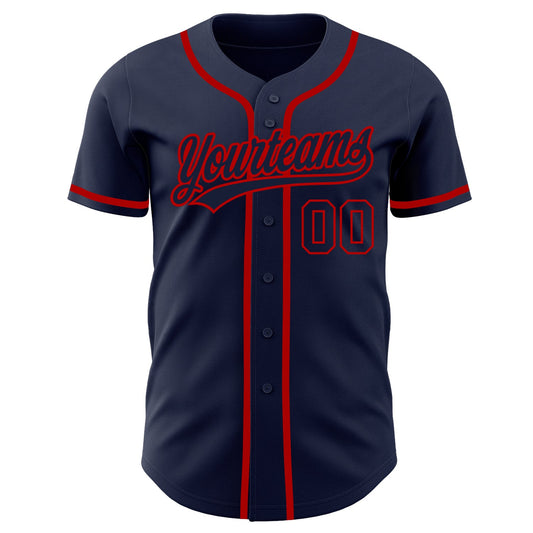 Custom Navy Navy-Red Authentic Baseball Jersey - Sky-Custom