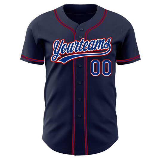 Custom Navy Royal-Red Authentic Baseball Jersey - Sky-Custom