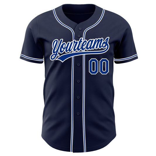 Custom Navy Royal-White Authentic Baseball Jersey - Sky-Custom
