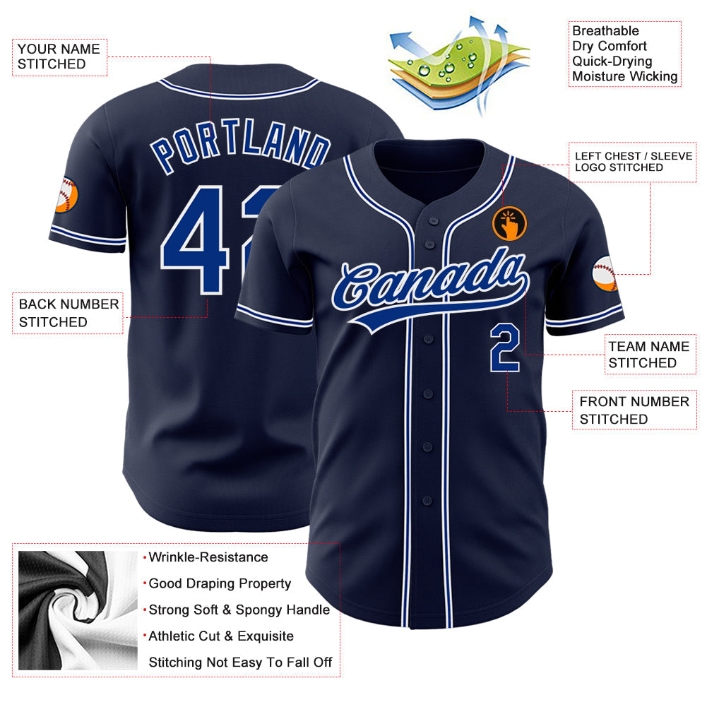 Custom Navy Royal-White Authentic Baseball Jersey - Sky-Custom